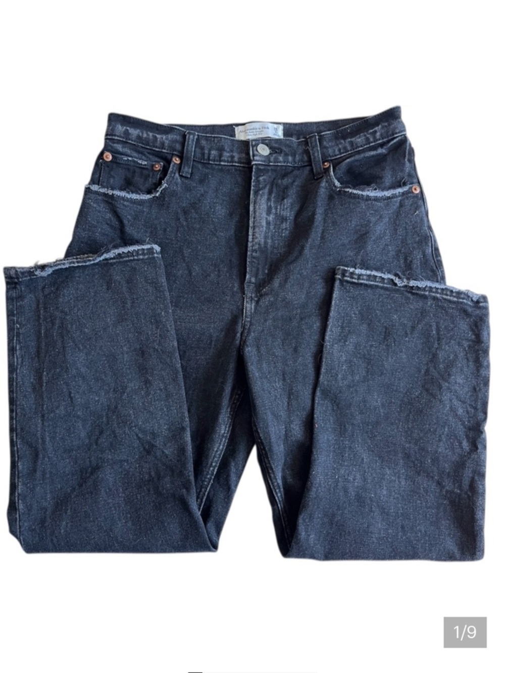 Abercrombie & Fitch ankle Straight-Leg Jeans in Dark black